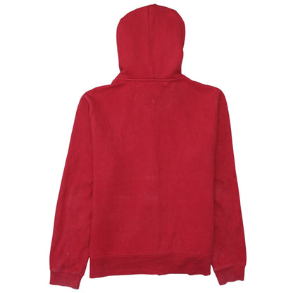 Tommy Hilfiger Womens Red Full Zip Hoodie L Embroidered Logo Casual