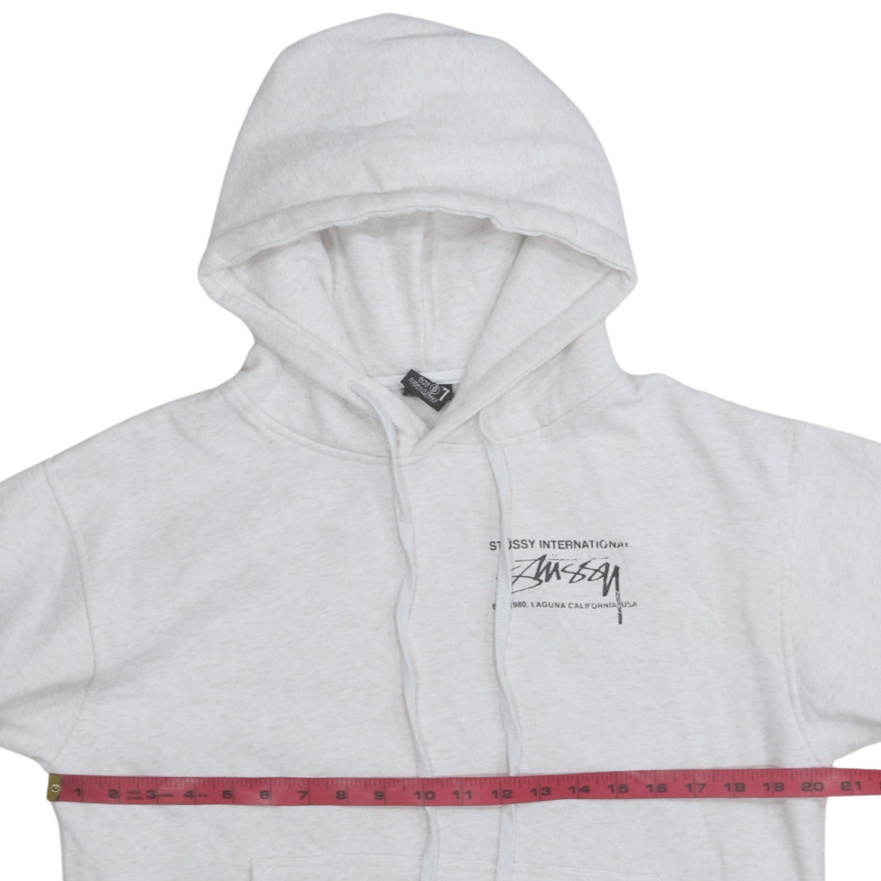 Stussy Women's White Pullover Hoodie Size S Cotton Blend Logo Sweatshirt