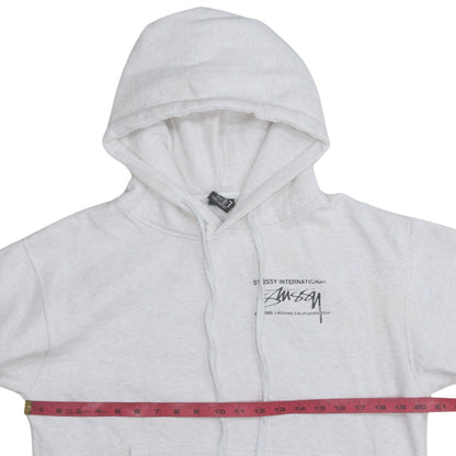 Stussy Women's White Pullover Hoodie Size S Cotton Blend Logo Sweatshirt