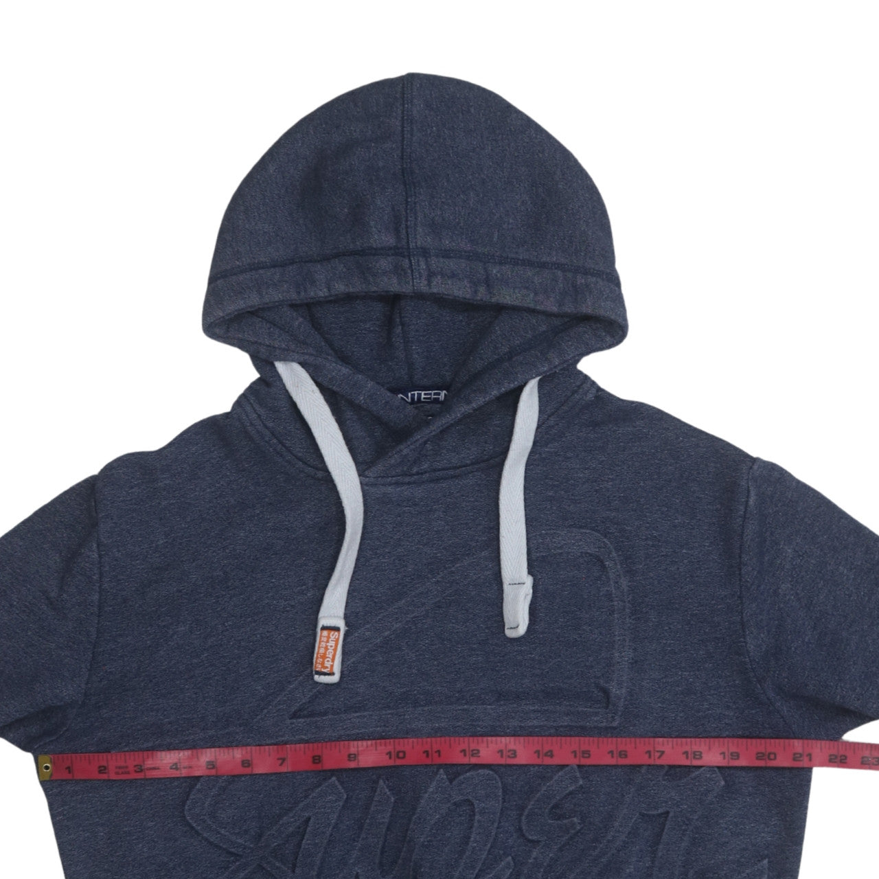 Superdry Men's Blue Pullover Hoodie Size S Regular Fit Logo Fleece