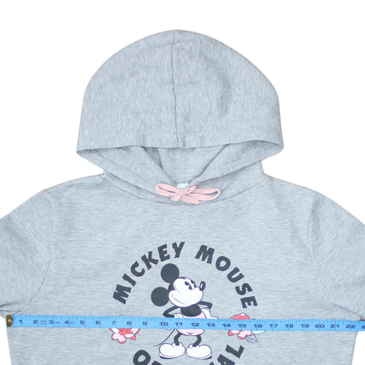 Disney Women Grey Mickey Mouse Hoodie Size 14 Pullover Hooded Sweatshirt