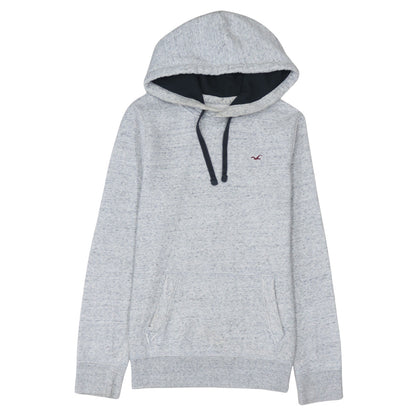 Hollister Men's Grey Pullover Hoodie Small Logo Fleece Sweatshirt