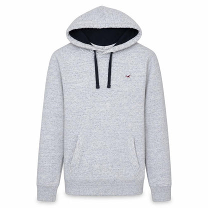 Hollister Men's Grey Pullover Hoodie Small Logo Fleece Sweatshirt