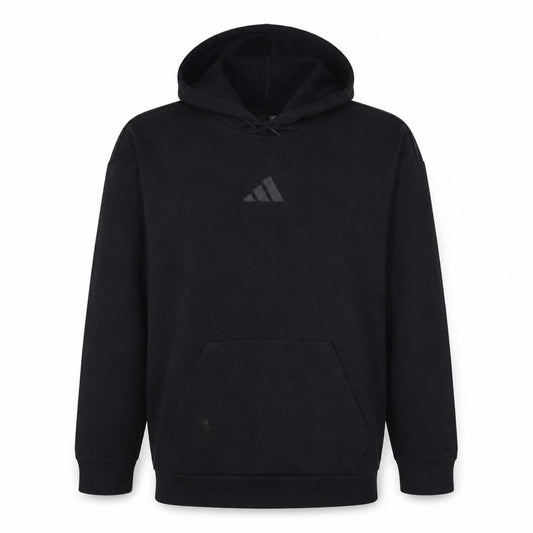 Front view of Adidas Men's Black Pullover Hoodie, size S, Regular Fit Sportswear