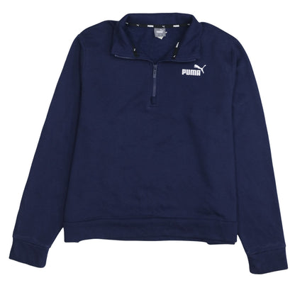 Puma Womens Navy 1/4 Zip Sweatshirt XL Cotton Blend Casual