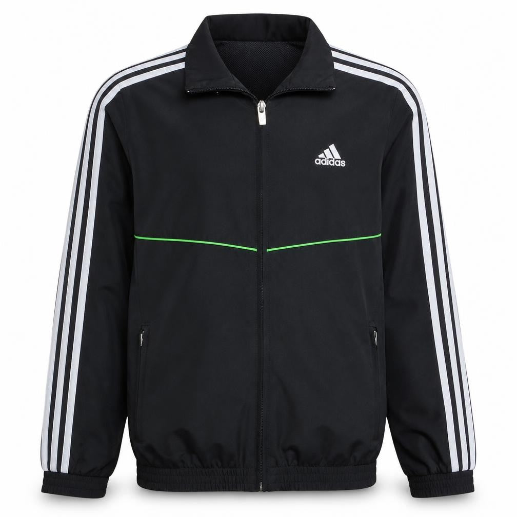 Front view of Adidas boys’ black 10-11 years track jacket lightweight zip sports top