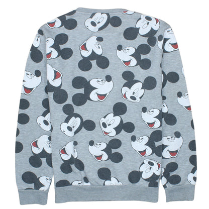 Disney Women Grey Mickey Mouse Print Pullover Sweatshirt Size S