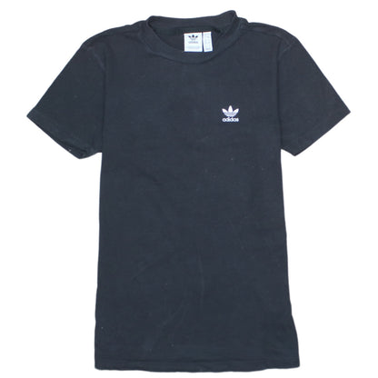 Adidas Women Black Cotton Short Sleeve Crew Neck T-Shirt Size 4