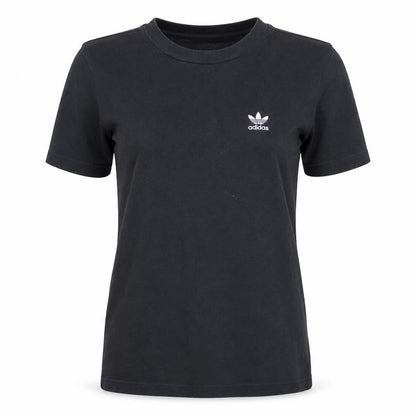 Front view of Adidas Women Black Cotton Short Sleeve Crew Neck T-Shirt, size 4