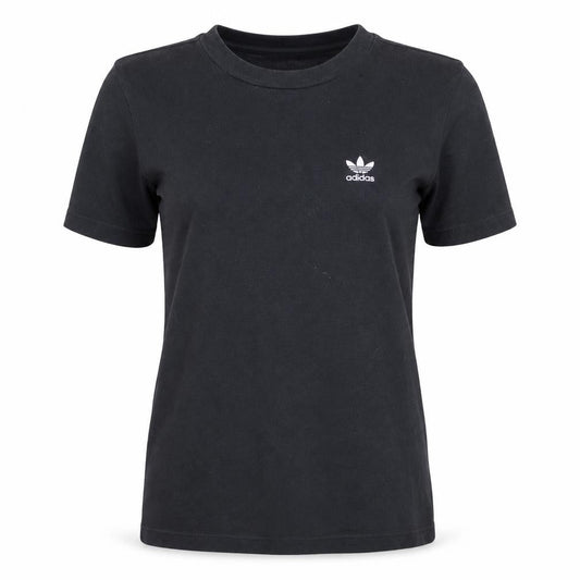 Front view of Adidas Women Black Cotton Short Sleeve Crew Neck T-Shirt, size 4