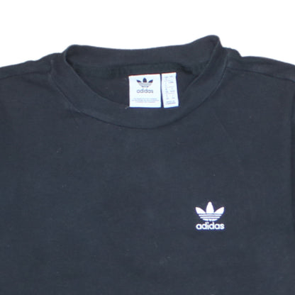Adidas Women Black Cotton Short Sleeve Crew Neck T-Shirt Size 4