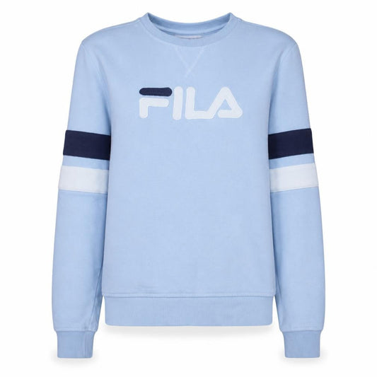 Front view of Fila Women's Light Blue Crew Neck Logo Sweatshirt, size L