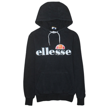 Ellesse Womens Black Pullover Hoodie UK 6 Cotton Blend Logo Casual