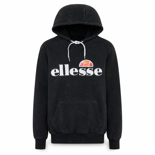 Front view of Ellesse women’s black pullover hoodie uk 6 cotton blend logo casual