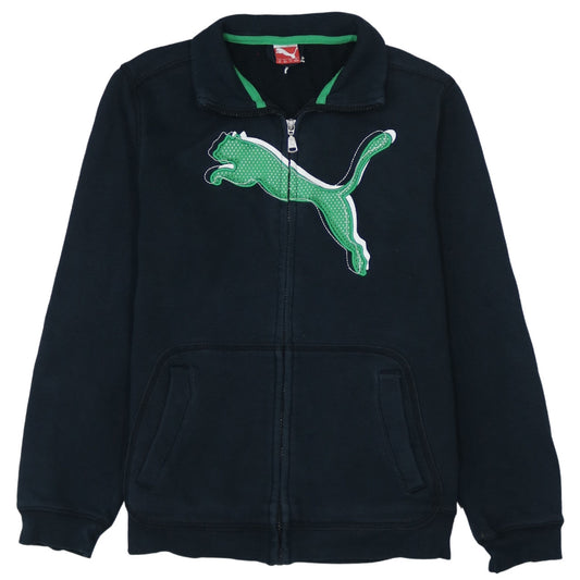 Puma Boys Black Track Jacket Size 14 Years Full Zip Fleece Activewear