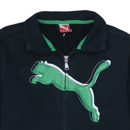 Puma Boys Black Track Jacket Size 14 Years Full Zip Fleece Activewear