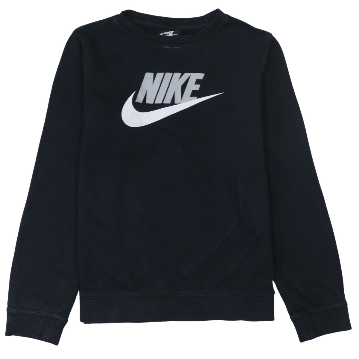 Nike Boys Black XL Crew Neck Pullover Sweatshirt with Logo Print