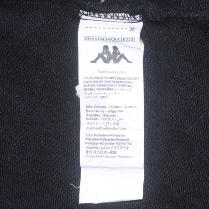 Kappa Men's Black Medium Pullover Hoodie with Logo Tape Detail