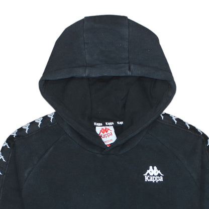 Kappa Men's Black Medium Pullover Hoodie with Logo Tape Detail
