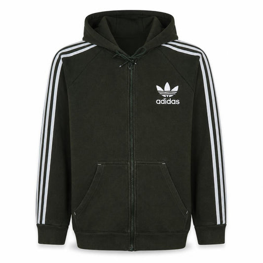 Front view of Adidas Men's Green Full Zip Hoodie M Sports Fleece Sweatshirt