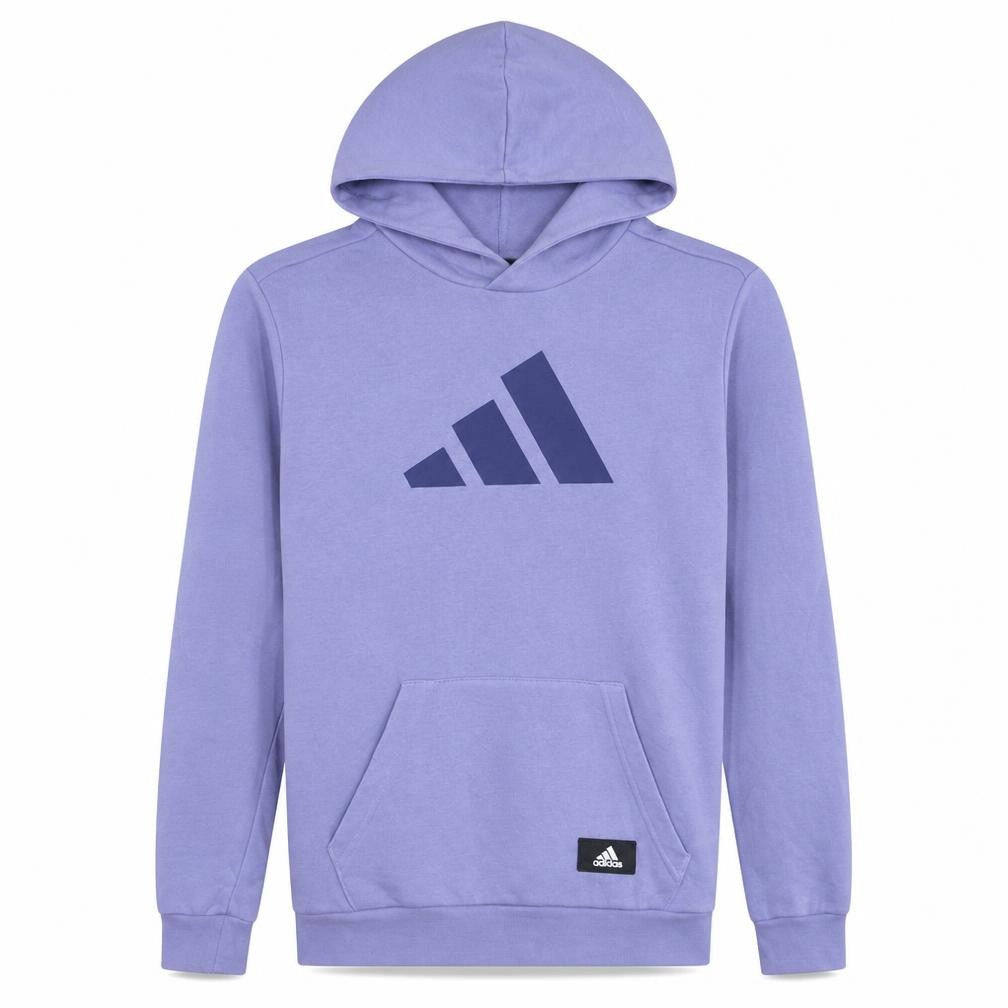 Front view of Adidas Men’s Purple Pullover Hoodie, size S, Regular Fit Sports Fleece