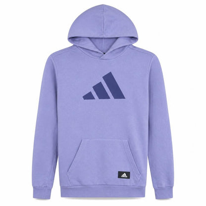Front view of Adidas Men’s Purple Pullover Hoodie, size S, Regular Fit Sports Fleece