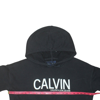Calvin Klein Jeans Women's Black Pullover Hoodie L Logo Cotton Casual