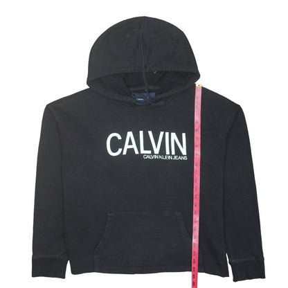 Calvin Klein Jeans Women's Black Pullover Hoodie L Logo Cotton Casual