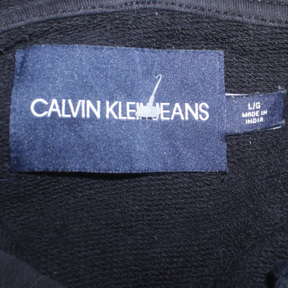 Calvin Klein Jeans Women's Black Pullover Hoodie L Logo Cotton Casual