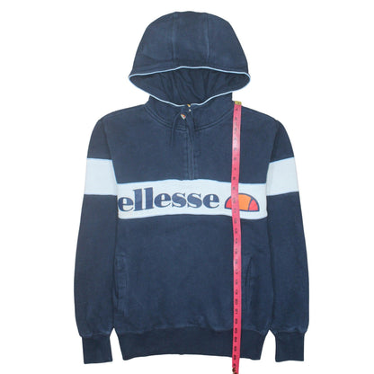 Ellesse Men’s Blue 1/2 Zip Hoodie S Retro Sports Cotton Blend