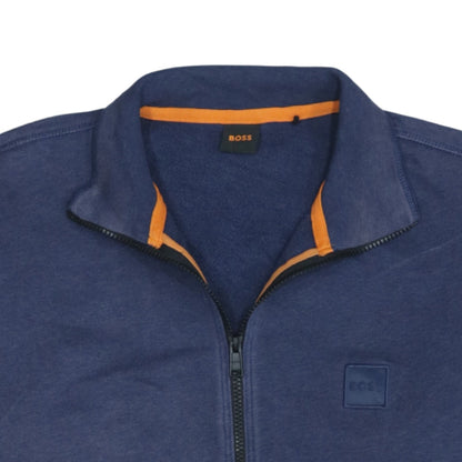 BOSS Men's Blue Cotton Track Jacket M Full Zip Casual Style
