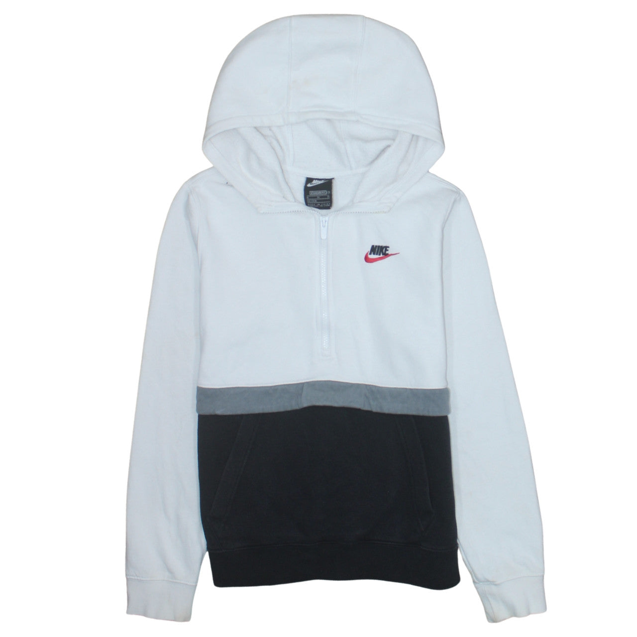 Nike Boys White Colourblock Fleece 1/2 Zip Hoodie XL 158-170cm