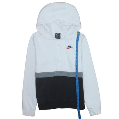 Nike Boys White Colourblock Fleece 1/2 Zip Hoodie XL 158-170cm