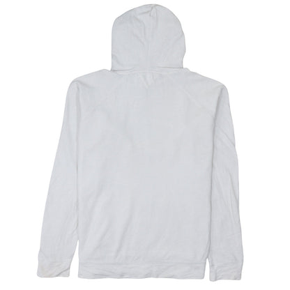 Tommy Hilfiger Women White Pullover Hoodie M Logo Cotton Blend