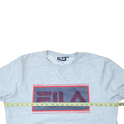 Fila Mens Grey Graphic Logo Pullover Sweatshirt Size L