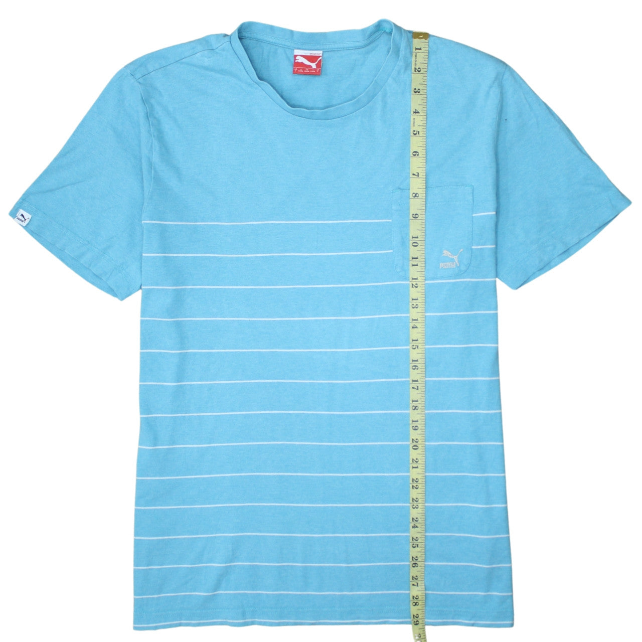 Puma Men's Blue Striped Crew Neck Cotton T-Shirt Size L