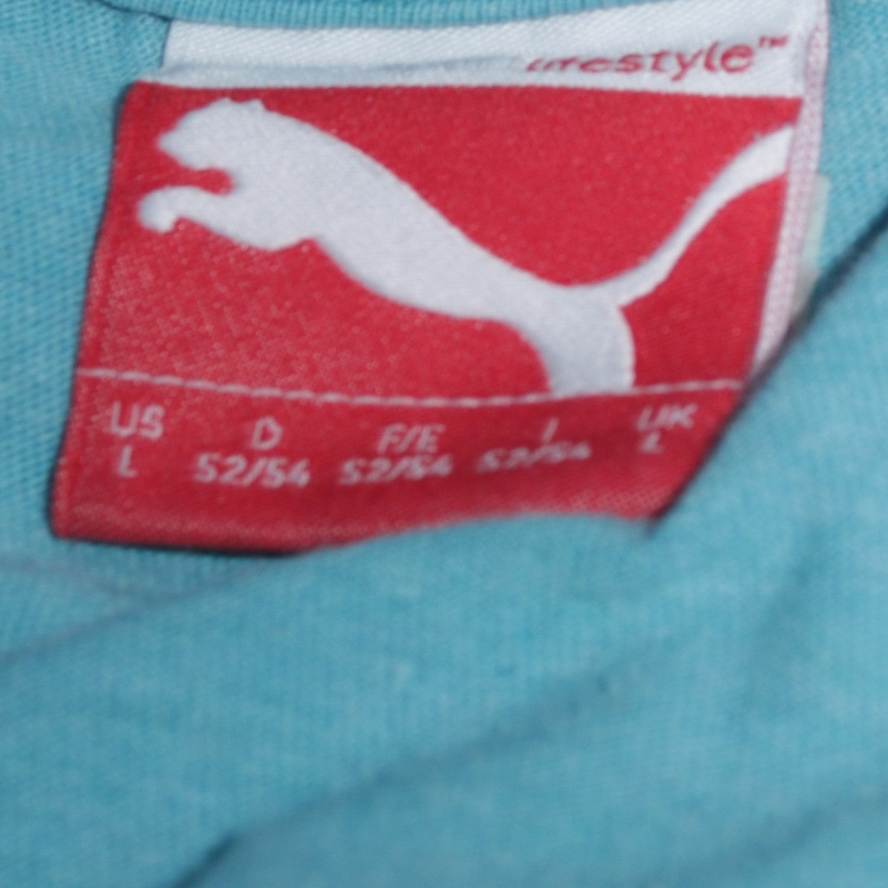 Puma Men's Blue Striped Crew Neck Cotton T-Shirt Size L