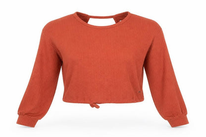 Hollister Womens Brown Cropped Long Sleeve Knit Top XS