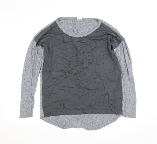Yaya Men's Grey Long Sleeve Casual Top Large Cotton Blend