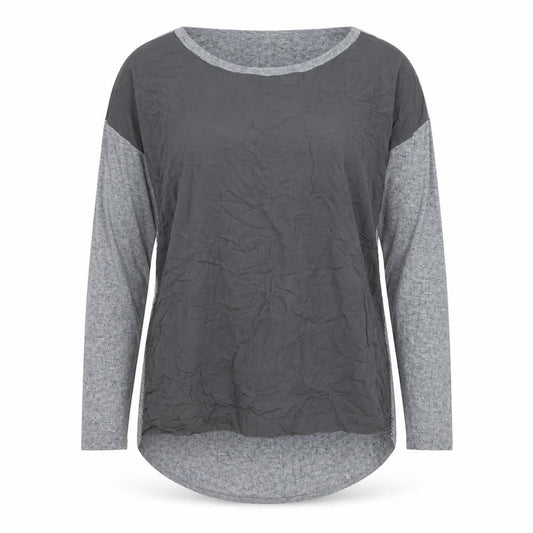Front view of Yaya Men's Grey Long Sleeve Casual Top Large Cotton Blend