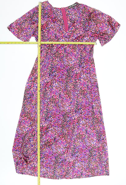 Girl In Mind Women's Multicoloured Animal Print Midi Wrap Dress Size 10