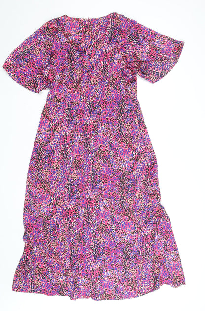 Girl In Mind Women's Multicoloured Animal Print Midi Wrap Dress Size 10