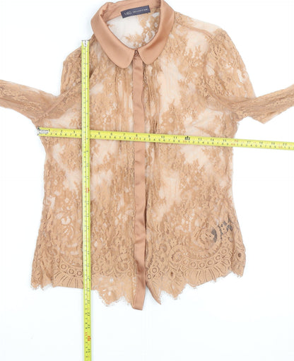 Marks and Spencer Women’s Beige Lace Collared Blouse Size 10