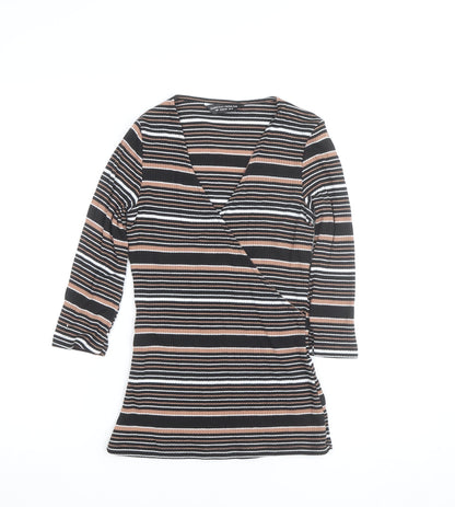 Dorothy Perkins Women's Multicoloured Stripe Wrap Top UK 10