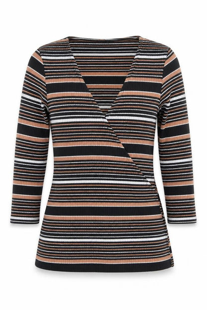 Dorothy Perkins Women's Multicoloured Stripe Wrap Top UK 10