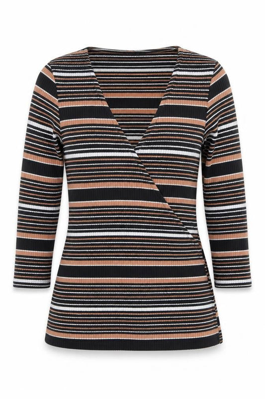 Dorothy Perkins Women's Multicoloured Stripe Wrap Top UK 10