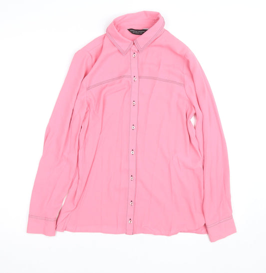 Dorothy Perkins Women Pink Size 10 Button-Up Long Sleeve Shirt