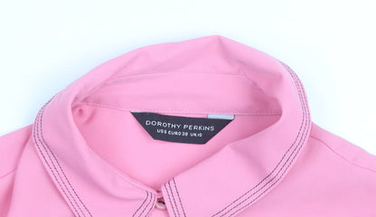 Dorothy Perkins Women Pink Size 10 Button-Up Long Sleeve Shirt