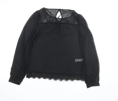 Savida Women's Black Lace Long Sleeve Blouse UK 10