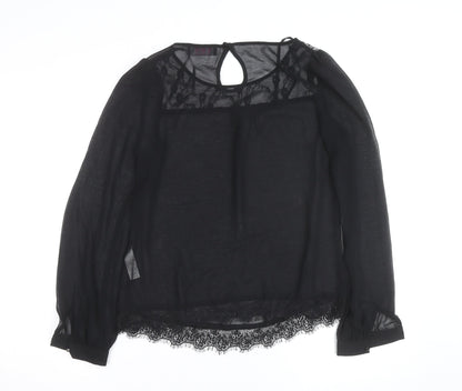Savida Women's Black Lace Long Sleeve Blouse UK 10